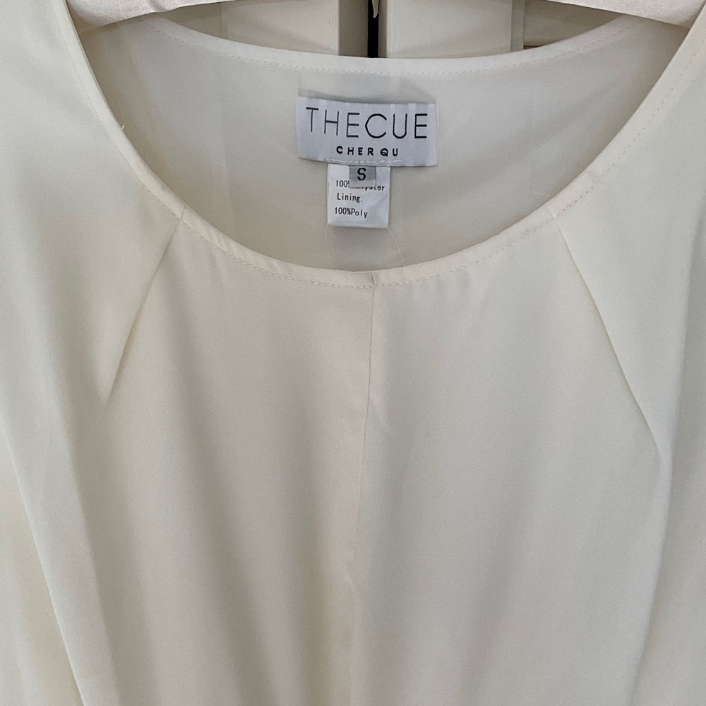 The Cue for Anthropologie Cream Tie-Waist High-Low Dress with Floral Skirt - Picture 5 of 5